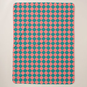 Rosa Cyan Karo Diamantmuster Sherpadecke