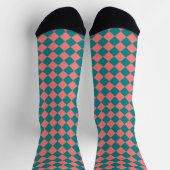 Rosa Cyan Karo-Diamantmuster Socken (Oben)