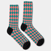 Rosa Cyan Karo-Diamantmuster Socken (Rechts)