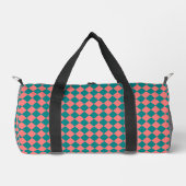 rosa Cyan Schachbrett Diamond Pattern Duffle Bag (Vorderseite)