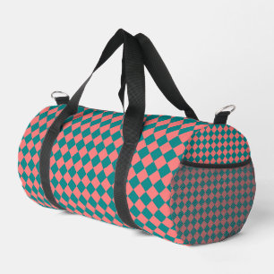 rosa Cyan Schachbrett Diamond Pattern Duffle Bag