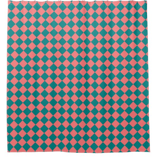 rosa Cyan Schachbrett Diamond Pattern Duschvorhang (Vorderseite)