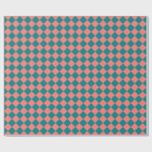 rosa Cyan Schachbrett Diamond Pattern Geschenkpapier (Flach)