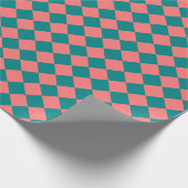 rosa Cyan Schachbrett Diamond Pattern Geschenkpapier (Ecke)