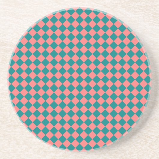 rosa Cyan Schachbrett Diamond Pattern Getränkeuntersetzer (Vorne)