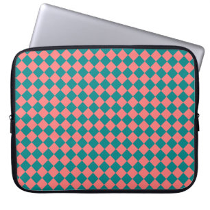 rosa Cyan Schachbrett Diamond Pattern Laptopschutzhülle