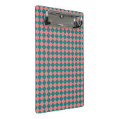 rosa Cyan Schachbrett Diamond Pattern Mini Klemmbrett (Schrägansicht)