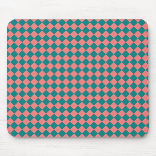 rosa Cyan Schachbrett Diamond Pattern Mousepad (Vorne)