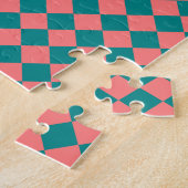 rosa Cyan Schachbrett Diamond Pattern Puzzle (Seite)