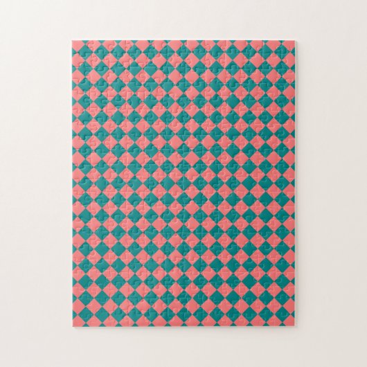 rosa Cyan Schachbrett Diamond Pattern Puzzle (Vertikal)