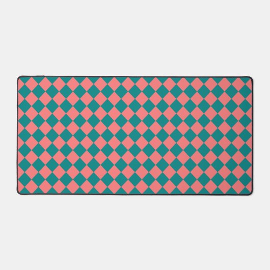 rosa Cyan Schachbrett Diamond Pattern Schreibtischunterlage (Vorderseite)