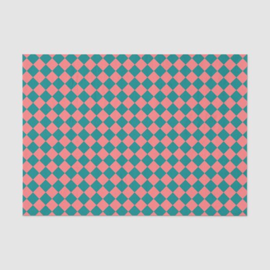 rosa Cyan Schachbrett Diamond Pattern Seidenpapier (Vorderseite)