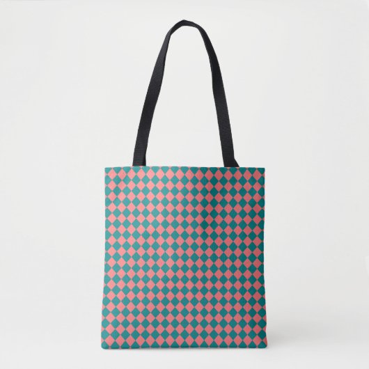 rosa Cyan Schachbrett Diamond Pattern Tasche (Vorderseite)