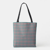 rosa Cyan Schachbrett Diamond Pattern Tasche (Rückseite)