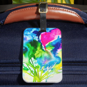 Rosa Cyclamen Blume abstrakte Wasserfarbe Gepäckanhänger