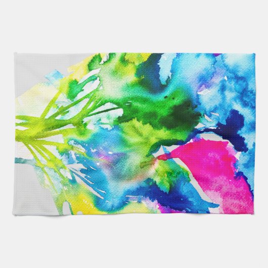 Rosa Cyclamen Blume abstrakte Wasserfarbe Geschirrtuch (Horizontal)