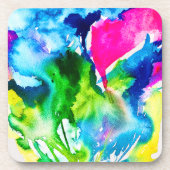 Rosa Cyclamen Blume abstrakte Wasserfarbe Getränkeuntersetzer (Vorderseite)