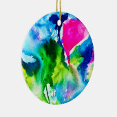 Rosa Cyclamen Blume abstrakte Wasserfarbe Keramik Ornament (Rechts)