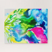 Rosa Cyclamen Blume abstrakte Wasserfarbe Puzzle (Horizontal)