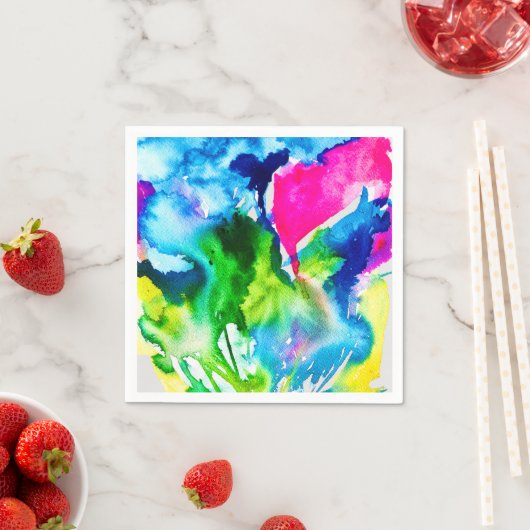 Rosa Cyclamen Blume abstrakte Wasserfarbe Serviette (Beispiel)