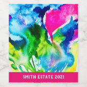 Rosa Cyclamen Blume abstrakte Wasserfarbe Weinetikett (Einzelnes Label)