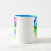 Rosa Cyclamen Blume abstrakte Wasserfarbe Zweifarbige Tasse (Mittel)