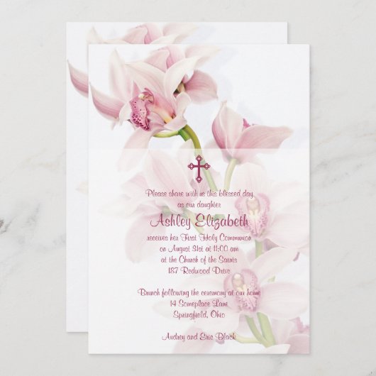 Rosa Cymbidium Orchid Erste kommunale Einladung (Vorne/Hinten)