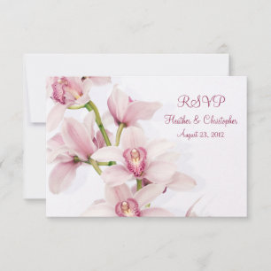 Rosa Cymbidium-Orchideen-Hochzeitsantwort-RSVP-Kar RSVP Karte