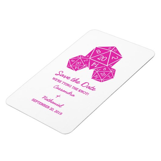 Rosa D20 Dice Speichern Sie das Datumsfenster Magnet (Linke Seite)