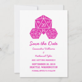 Rosa D20 Würfel Save the Date einladen Einladung