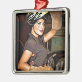 Rosa-d-Schweißer Silbernes Ornament (Links)