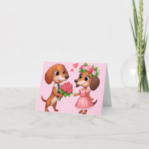 Rosa Dachshund Klapp-Grußkarte Karte