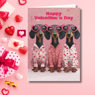 Rosa Dachshund Valentinstagskarte Feiertagskarte