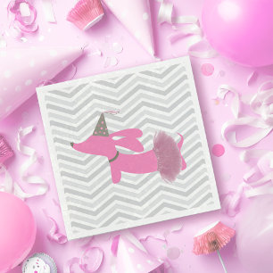 Rosa Dackel Ballerina Tutu Party Napkins Serviette
