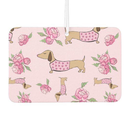 Rosa Dackel Dackel Dog Themed Autolufterfrischer (Vorderseite)