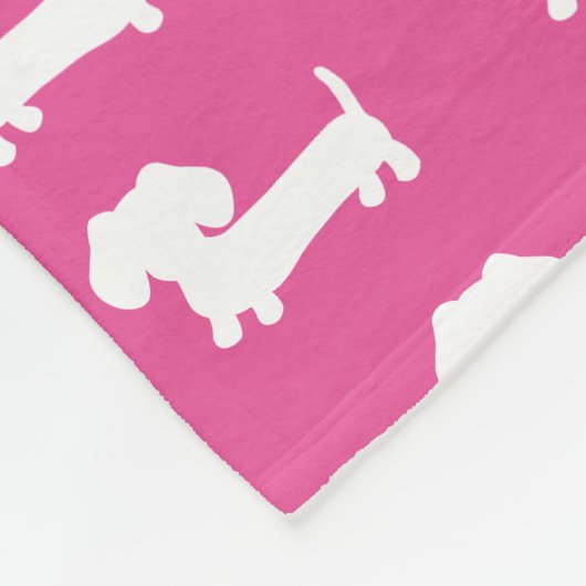 Rosa Dackel Design Fleece Blankon (Ecke)