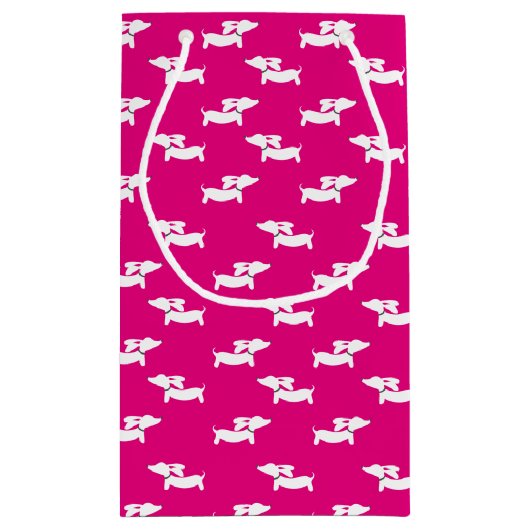 Rosa Dackel Dog Geschenktasche Dackel Spaß Kleine Geschenktüte (Rückseite)