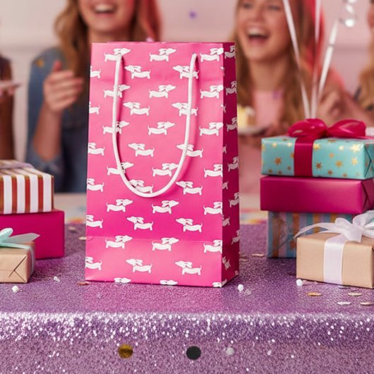 Rosa Dackel Dog Geschenktasche Dackel Spaß Kleine Geschenktüte