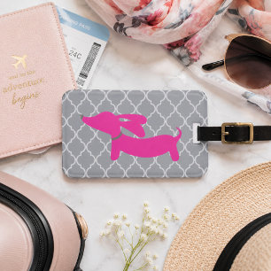 Rosa Dackel Gepäcktüte Geschenk Gepäckanhänger