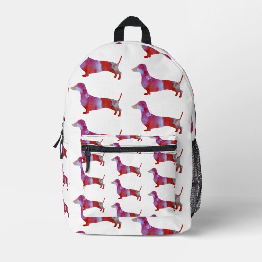 Rosa Dackel Hund Bedruckter Rucksack (Vorderseite)