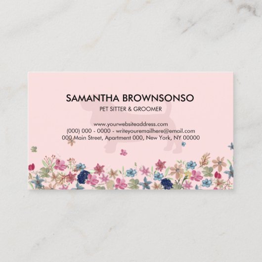 Rosa Dackel Hund Sitzplatz Visitenkarte (Rückseite)