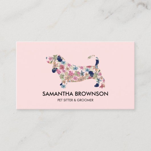Rosa Dackel Hund Sitzplatz Visitenkarte (Vorderseite)