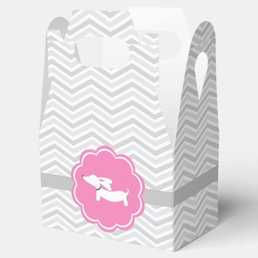 Rosa Dackel Kinderdusche Gastgeschenk Box Geschenkschachtel (Geöffnet)