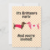 Rosa Dackel Party Einladung (Vorderseite)