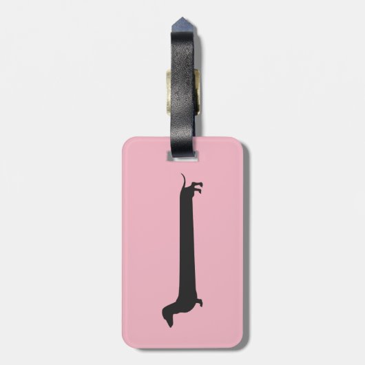 Rosa Dackel-Silhouette-Gepäckumbau Gepäckanhänger (Rückseite vertikal)