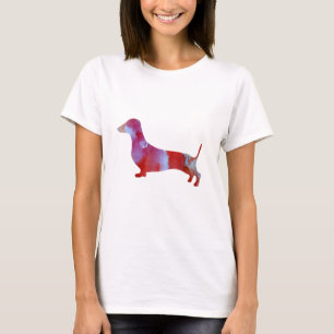 Rosa Dackel Wasserfarbe T-Shirt