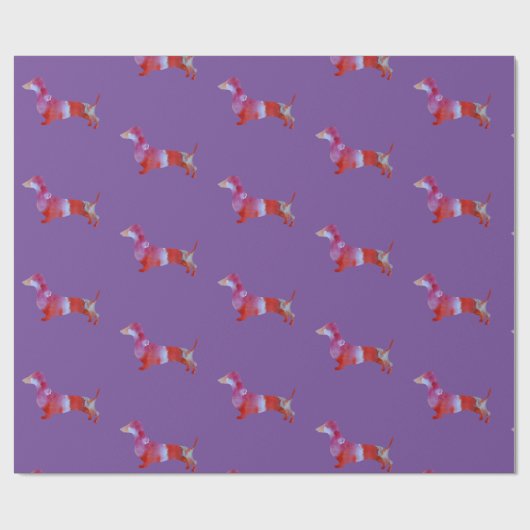 Rosa Dackel Wasserfarben Kunst Geschenkpapier (Flach)