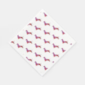 Rosa Dackel Wasserfarben Kunst Serviette (Ecke)