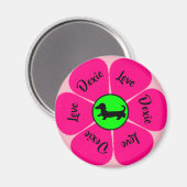 Rosa Dackelmagnet Magnet (Vorderseite/Rückseite)