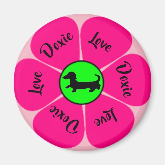 Rosa Dackelmagnet Magnet (Vorne)
